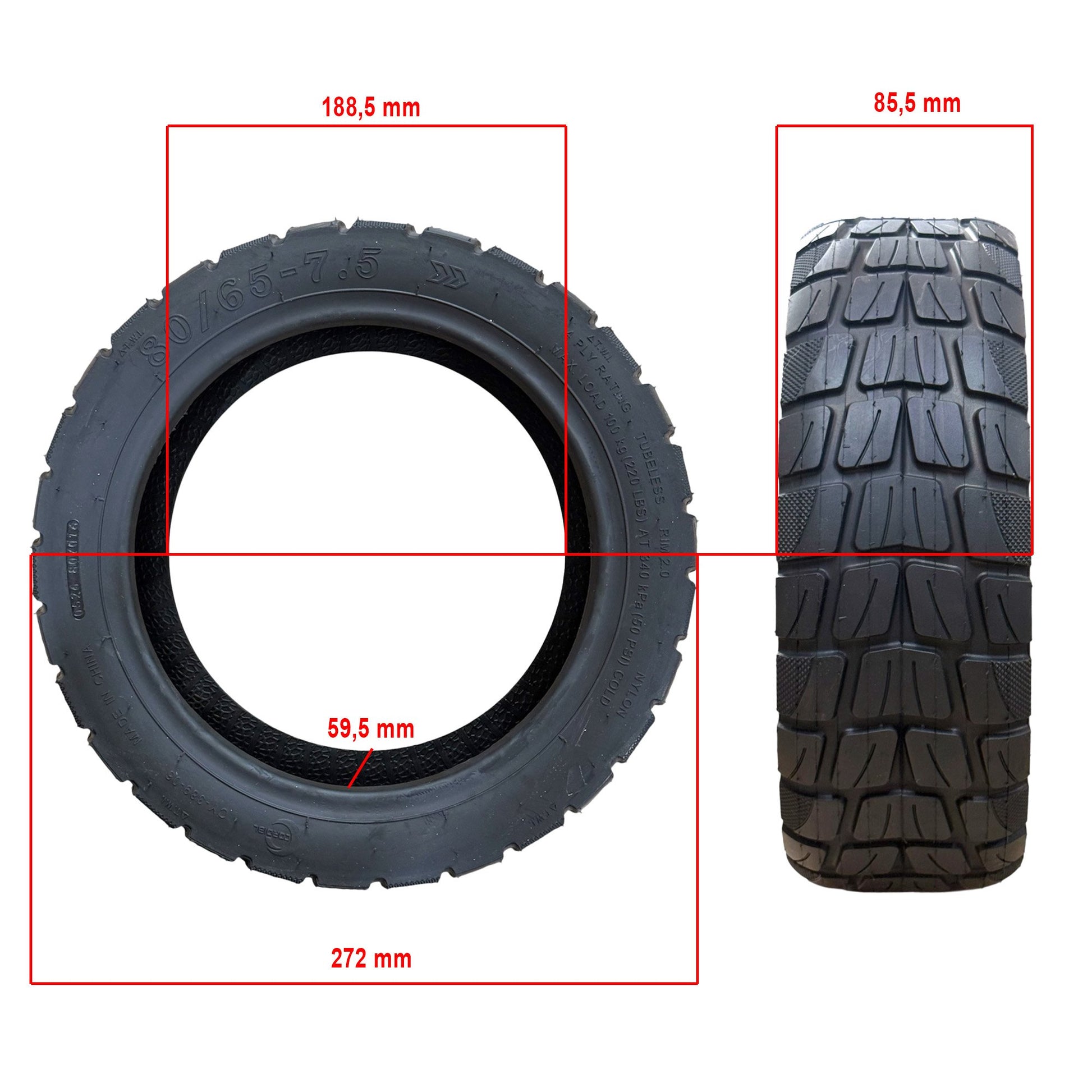 Rueda cubierta 80/65-7,5 Tubeless Offroad - Navee XT5