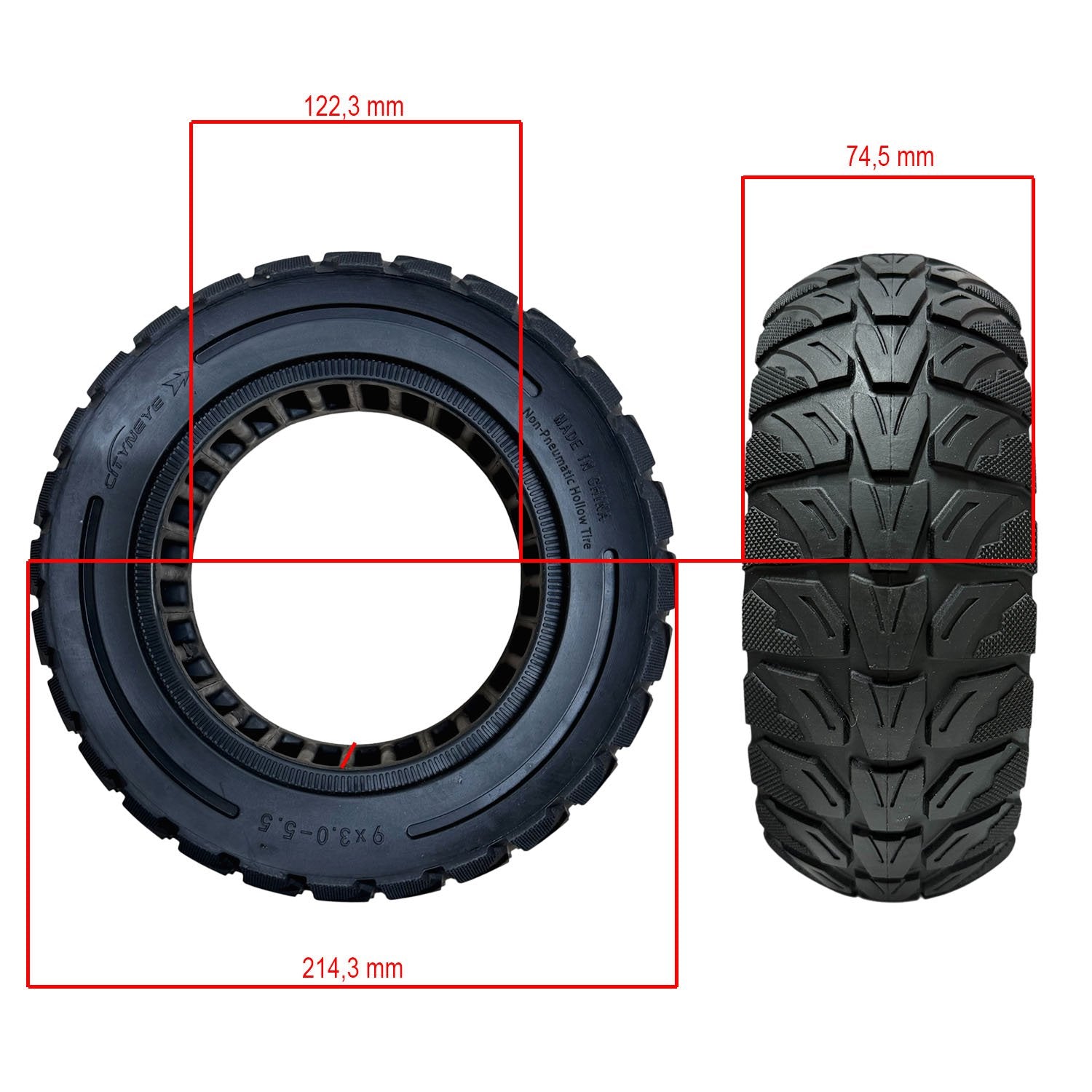 Rueda Maciza 9x3-5,5 Para Patinete Kukirin G2 Pro