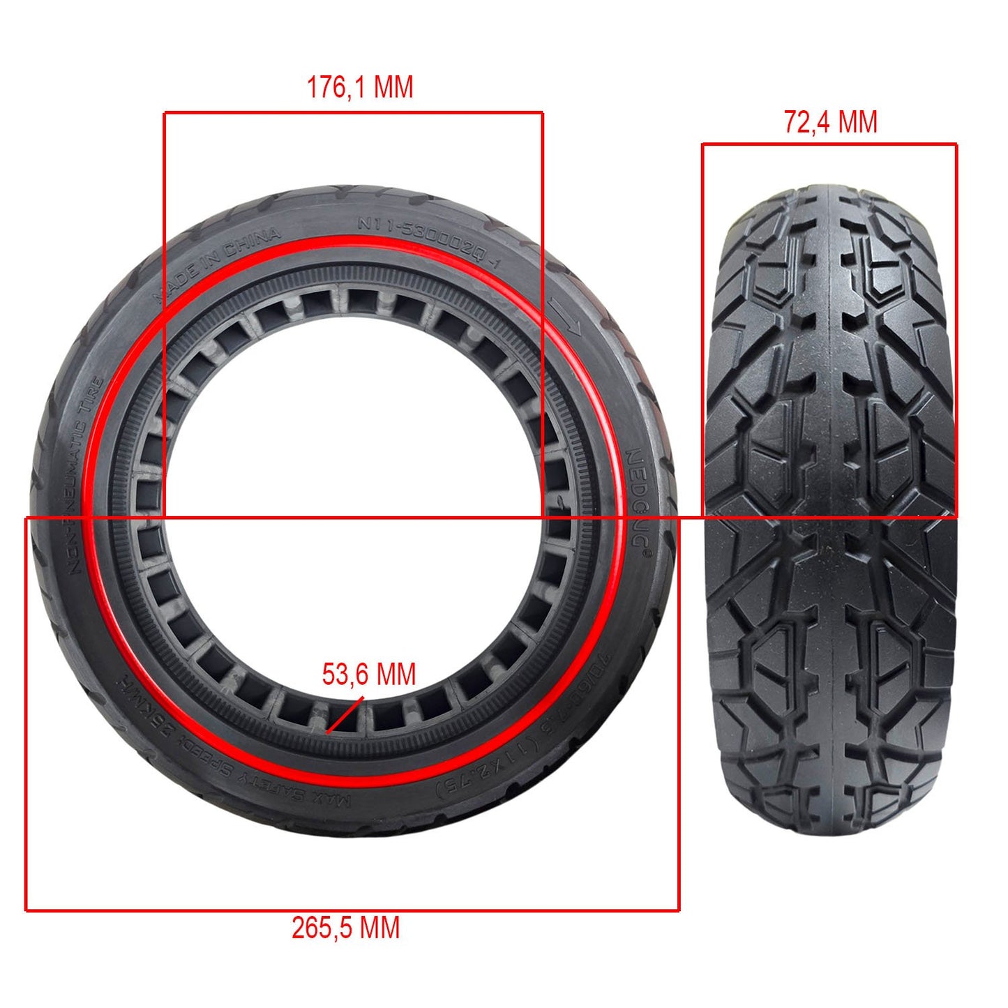 Rueda maciza 70/60-7,5 Roja compatible con ZT3