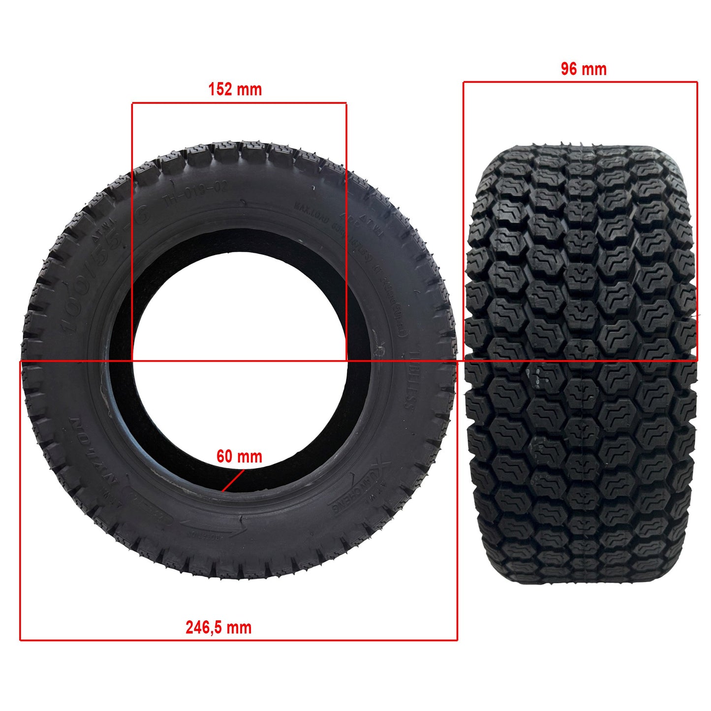 Rueda Cubierta 100/55-6 Tubeless