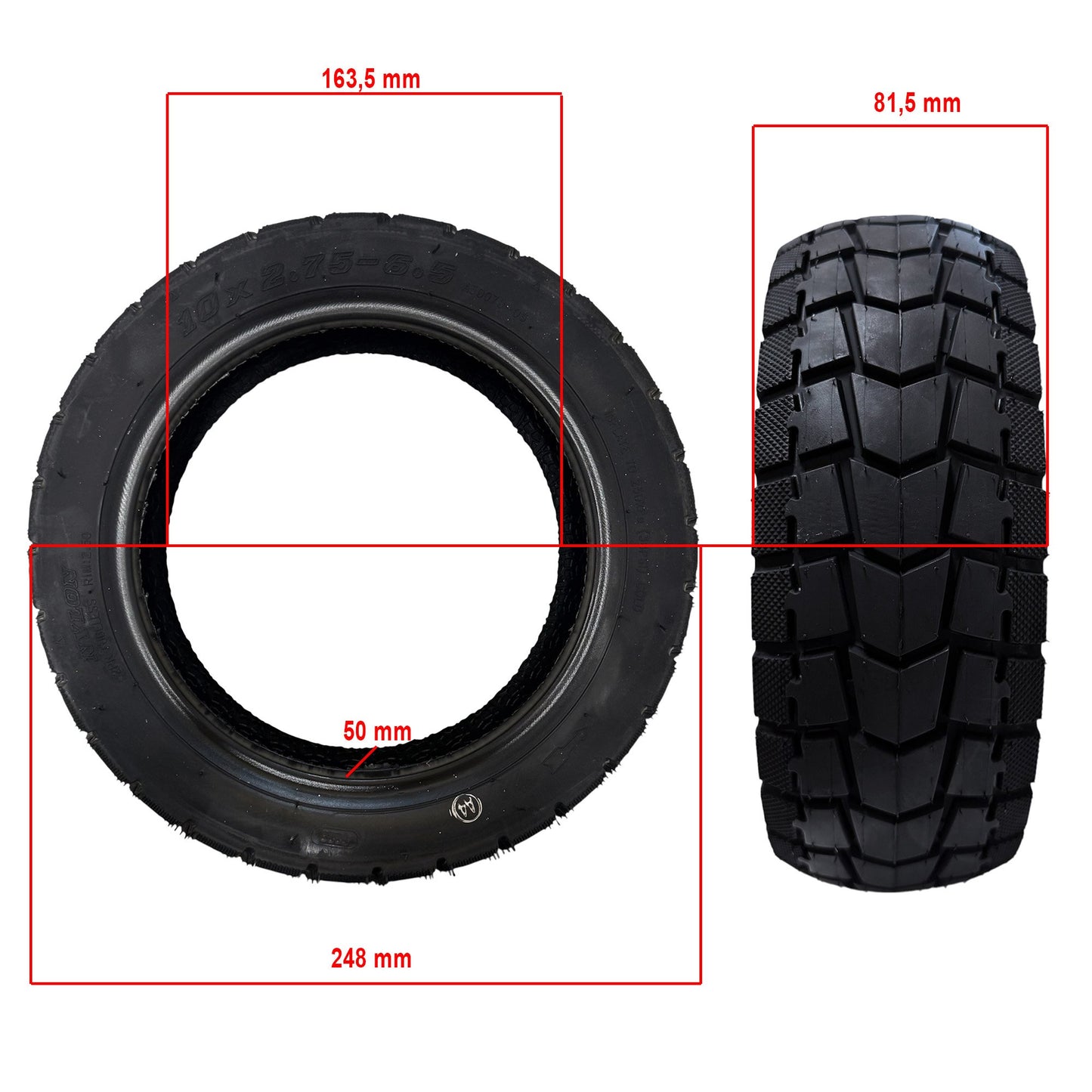 Rueda cubierta semi-todoterreno 10x2,75-6,5 Tubeless