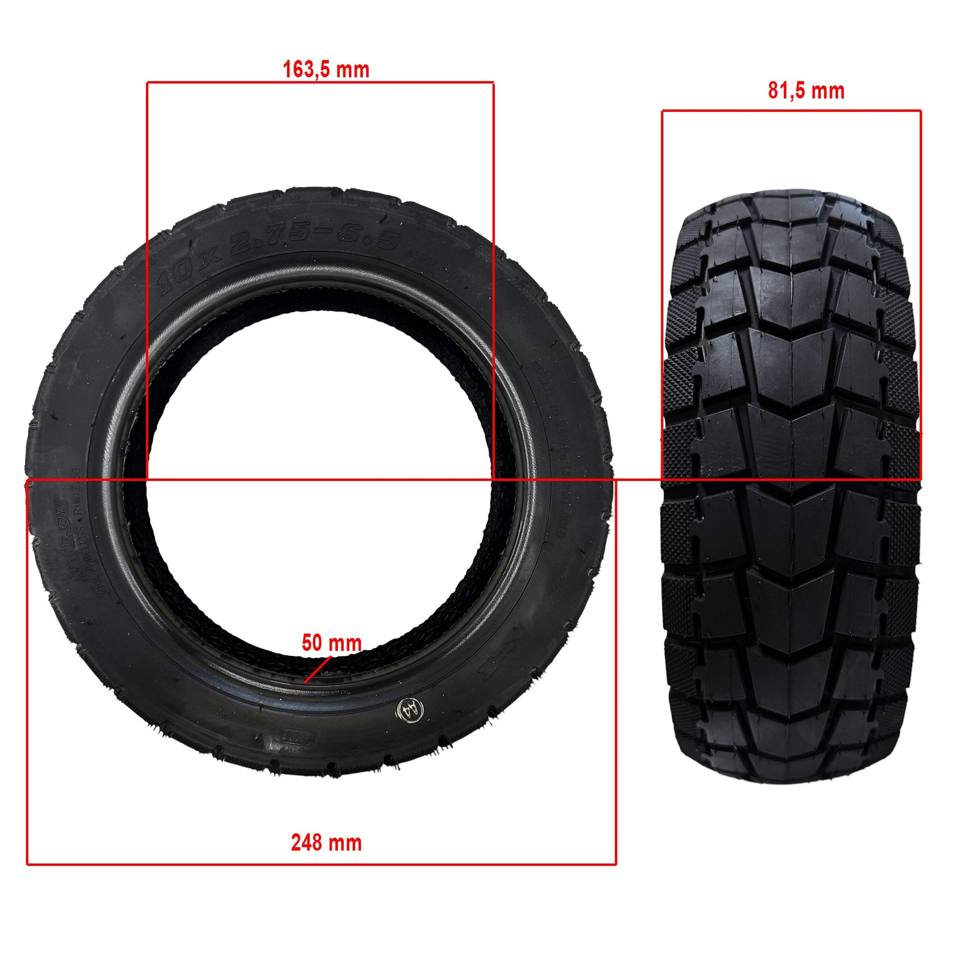Rueda cubierta semi-todoterreno 10x2,75-6,5 Tubeless