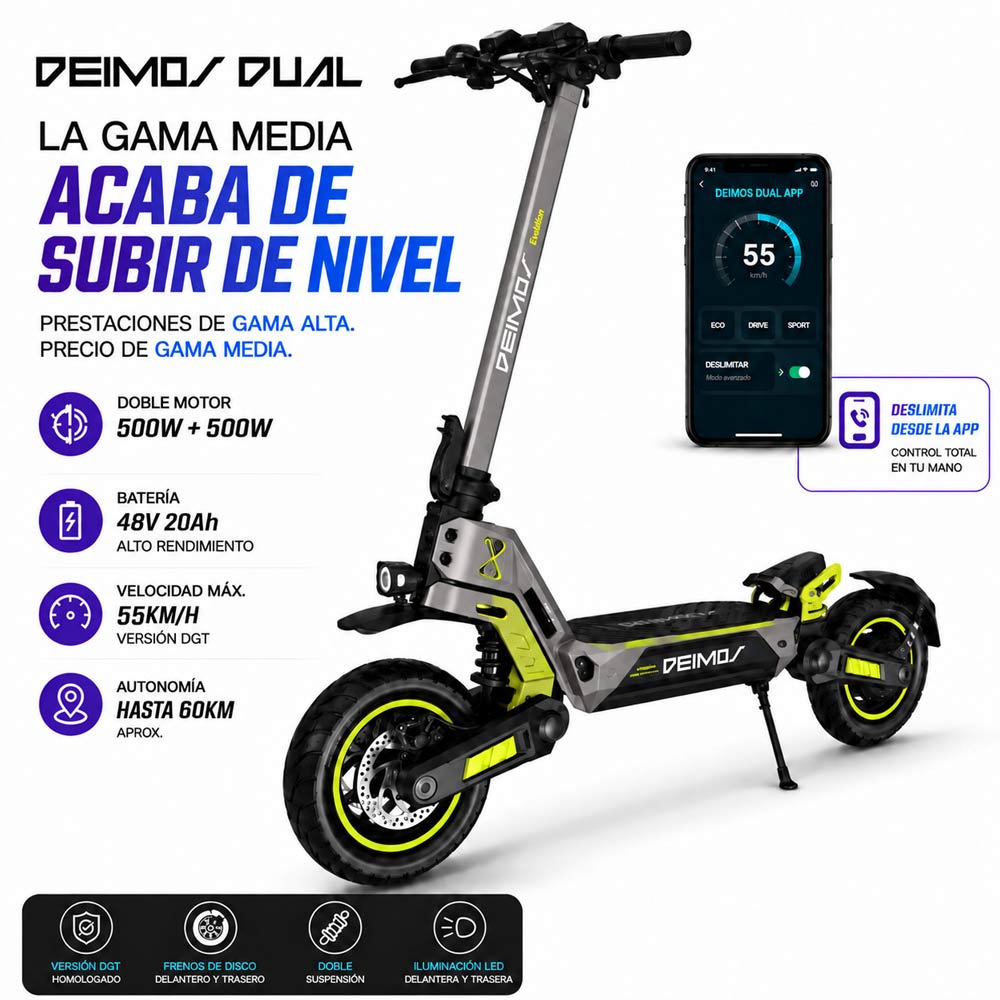 Patinete Eléctrico Ecoxtrem Deimos Dual DGT – Gris