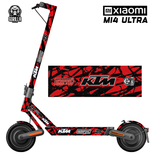Vinilo para patinete Xiaomi MI4 ULTRA KTM Red con base antideslizante