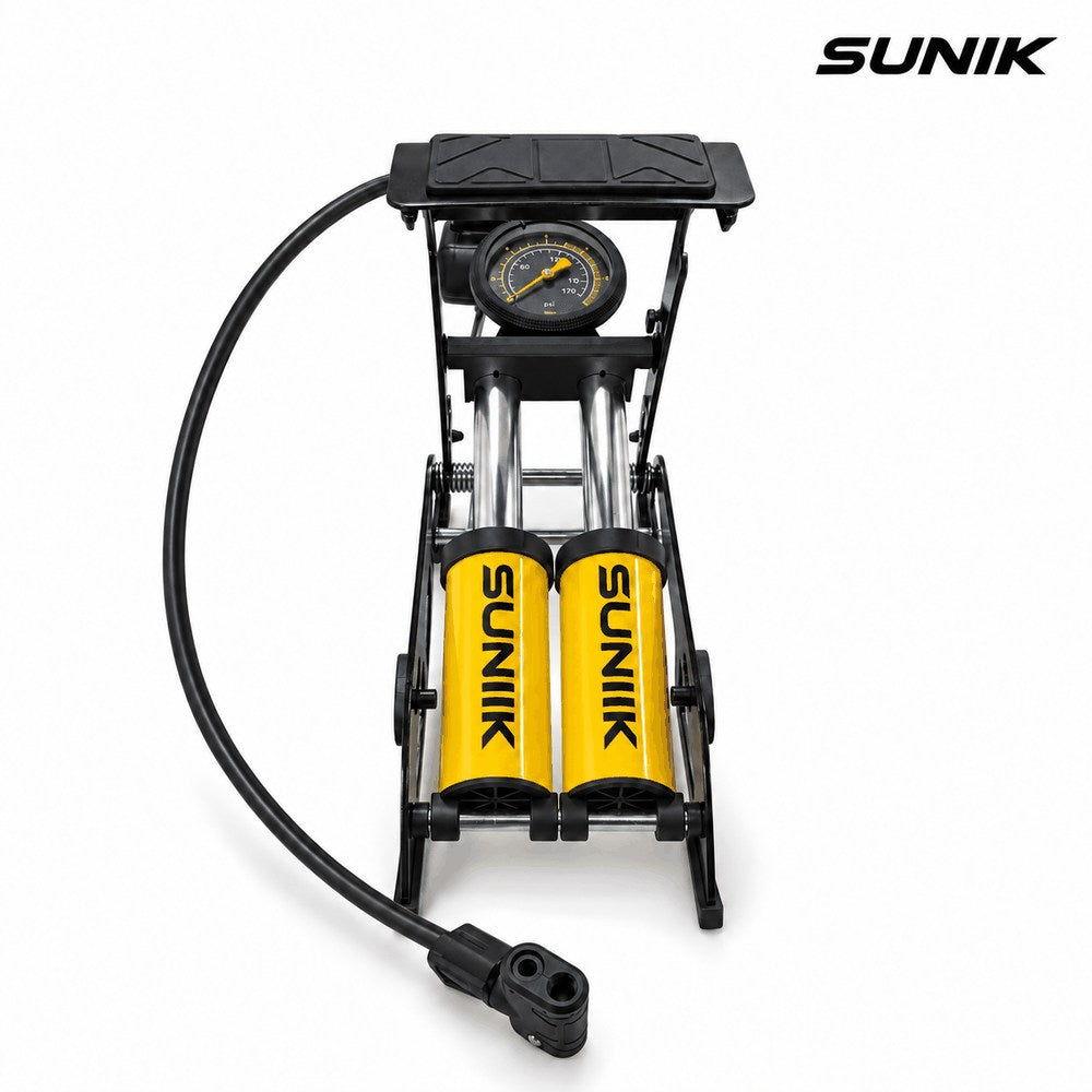 Inflador de pie de doble cilindro con manómetro (Suniik)