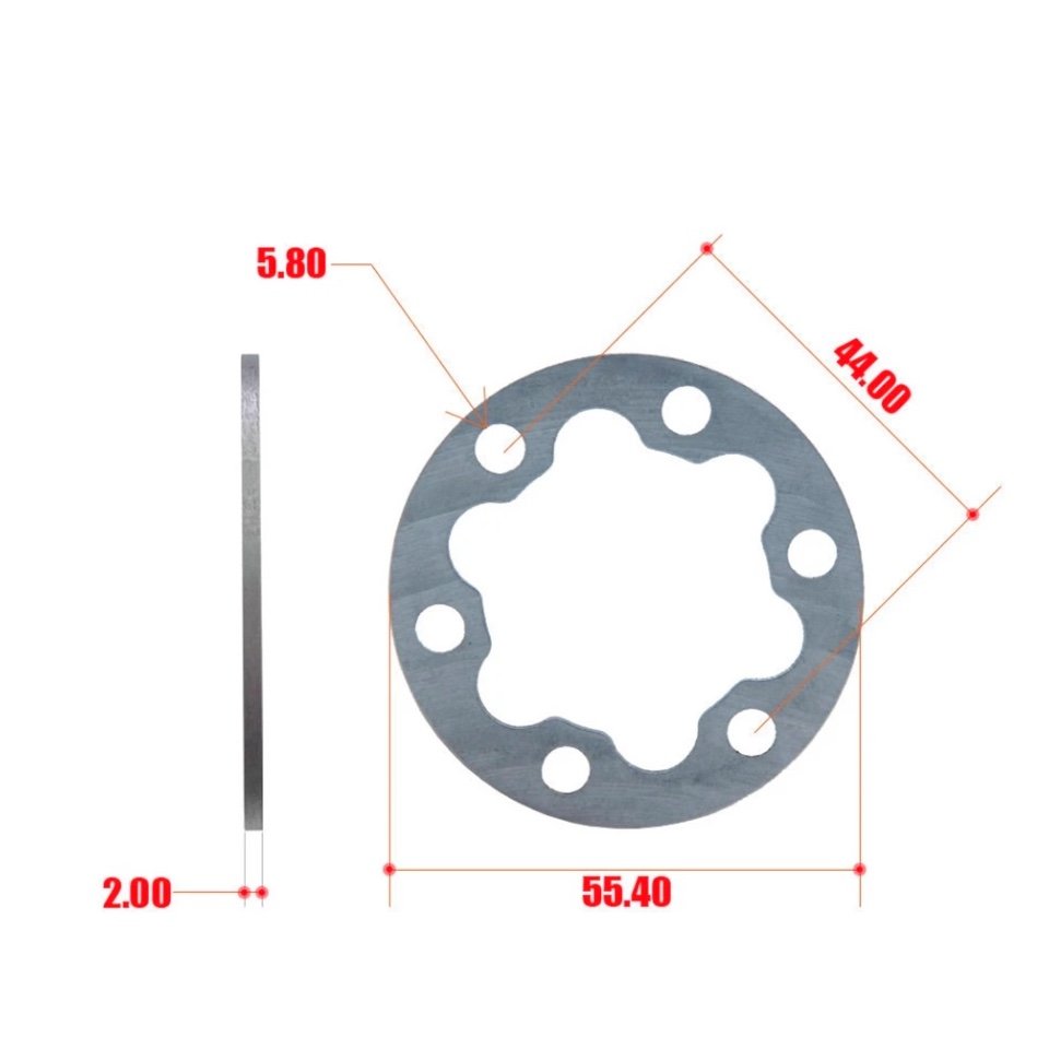 Separador de disco de freno para patinete eléctrico – 2 mm (compatible con Ecoxtrem M41 para instalar Nutt)