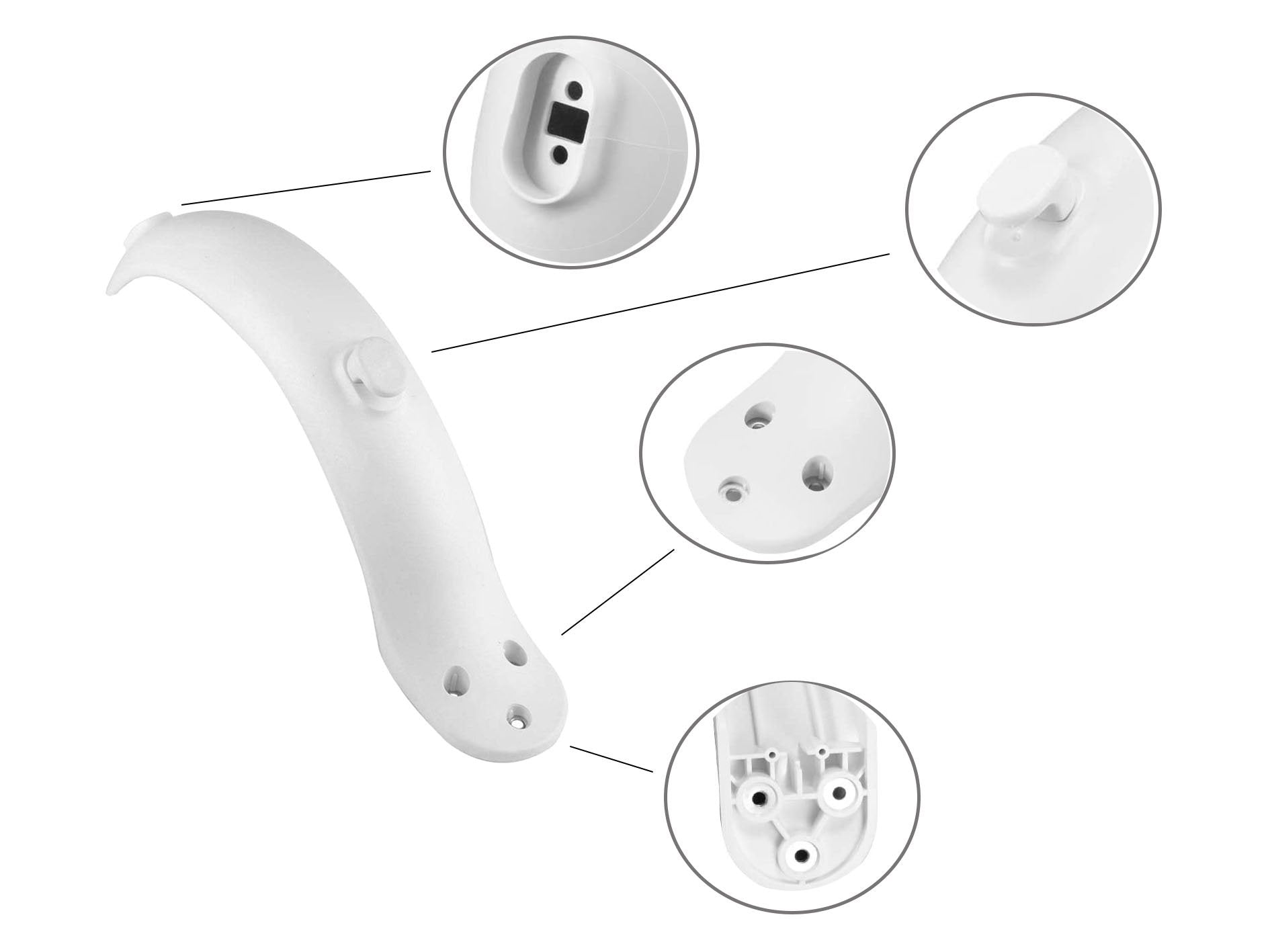 Guardabarros trasero para Xiaomi M365 y PRO (blanco)