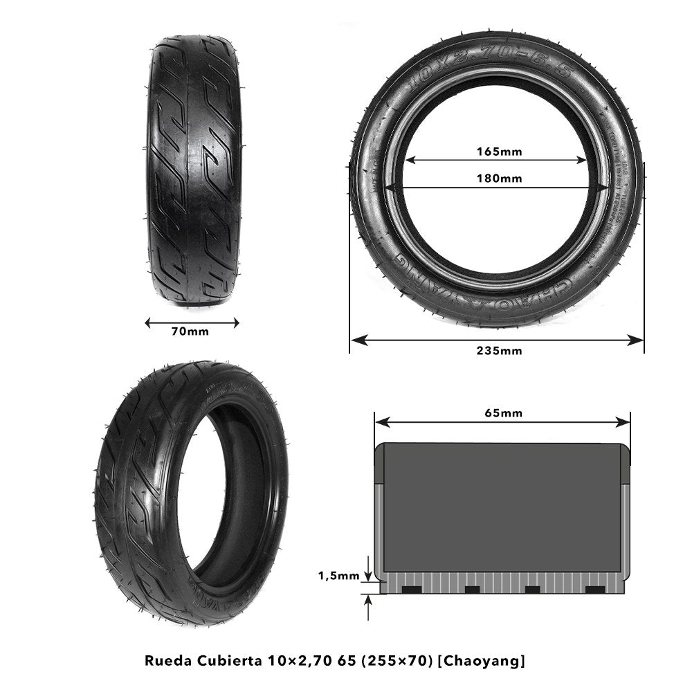 Rueda Cubierta 10x2,70 6,5 (255x70)