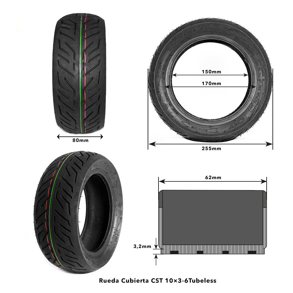 Rueda Cubierta CST 10x3-6Tubeless