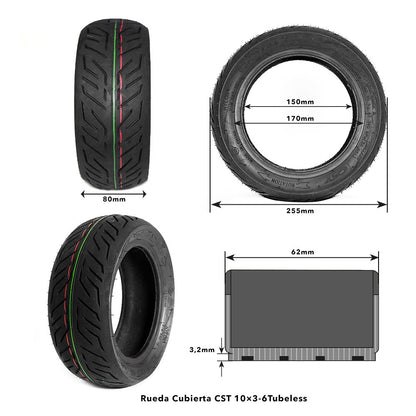 Rueda Cubierta CST 10x3-6Tubeless