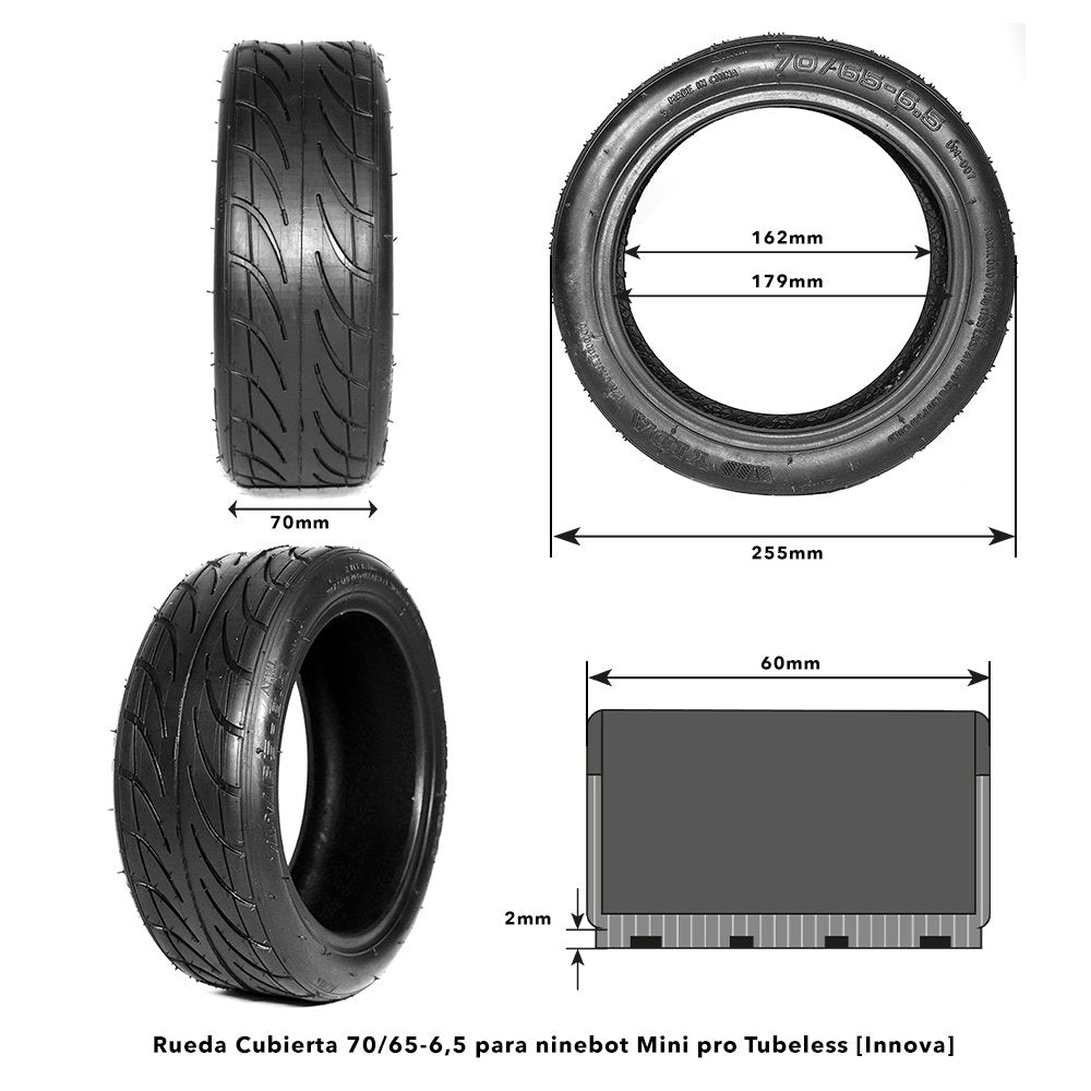 Rueda Cubierta 70/65-6,5 para ninebot Mini pro Tubeless
