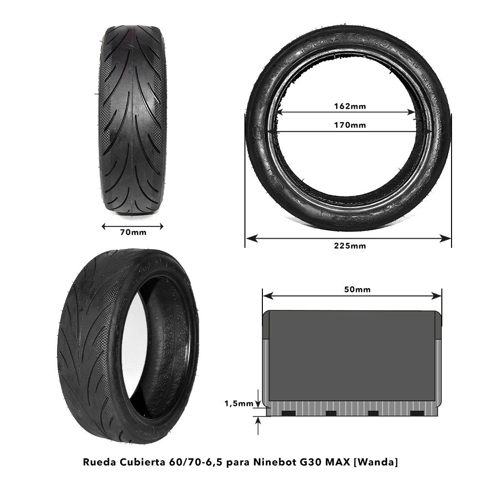 Rueda Cubierta 60/70-6,5 para Ninebot G30 MAX