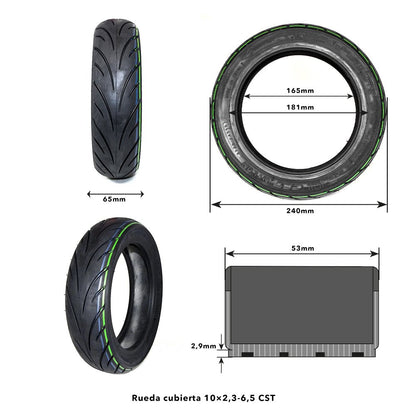 Rueda cubierta 10x2,3-6,5 Tubeless