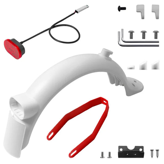 Pack completo guardabarros trasero blanco para Xiaomi (Soporte metal 8-10″)