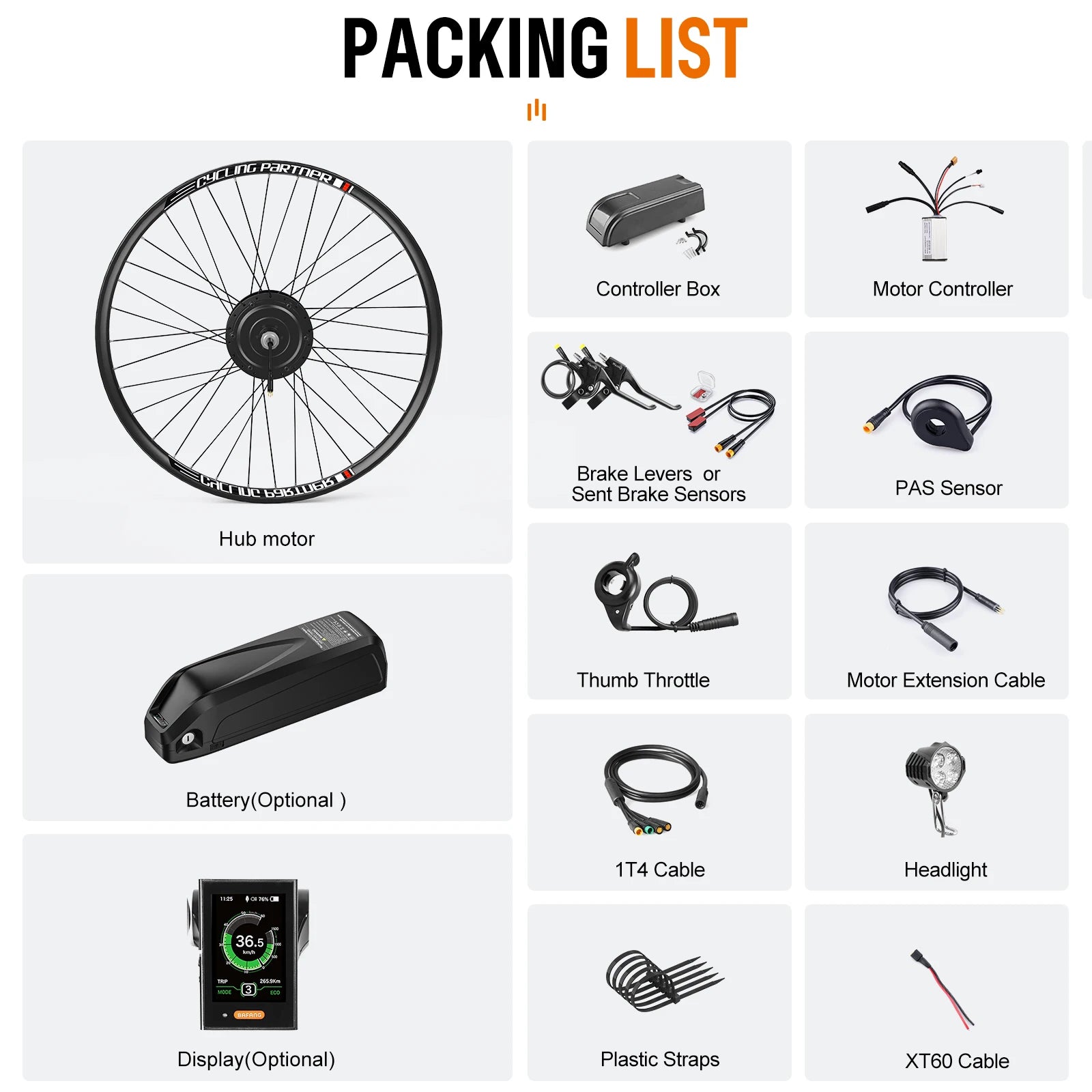 Kit conversión de bicicleta eléctrica con motor trasero 750W 48V - 27,5 pulgadas (Display: EKD01)