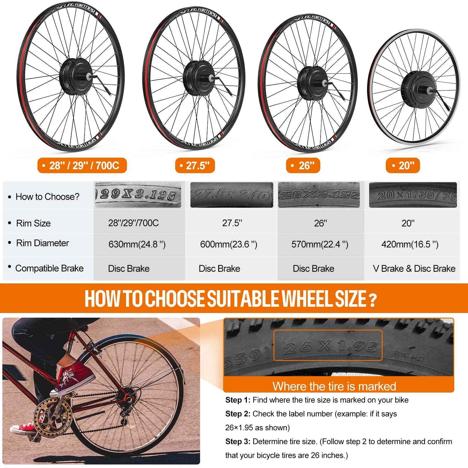 Kit conversión de bicicleta eléctrica con motor trasero 750W 48V - 26 pulgadas (Display: EKD01)