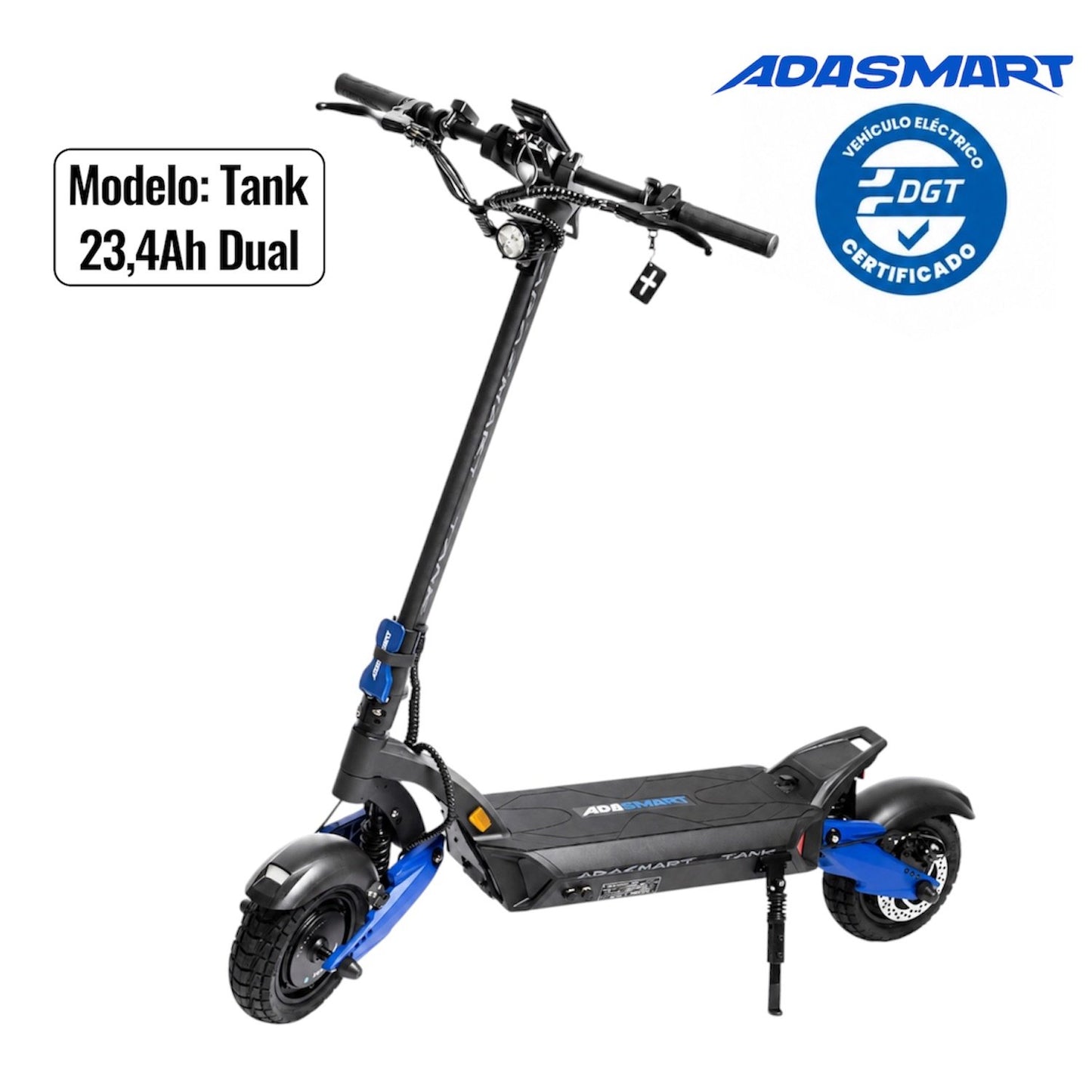 Adasmart Tank Patinete Eléctrico 48V 23,4Ah Doble Motor Homologado DGT 500W