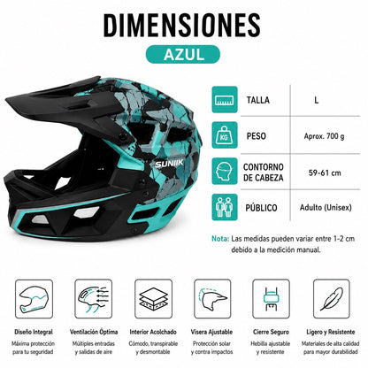 Casco Integral Talla L Color Azul Gris