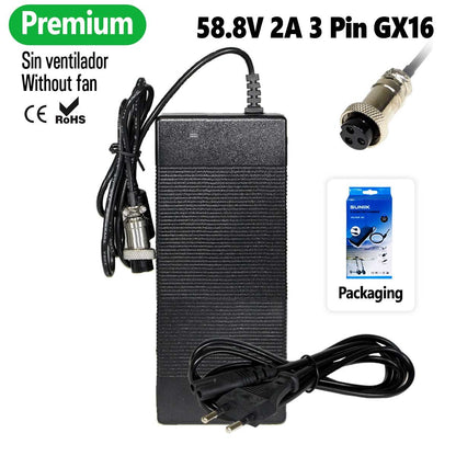 Cargador premium 58,8V 2A (conector 3 Pines GX16) 52V