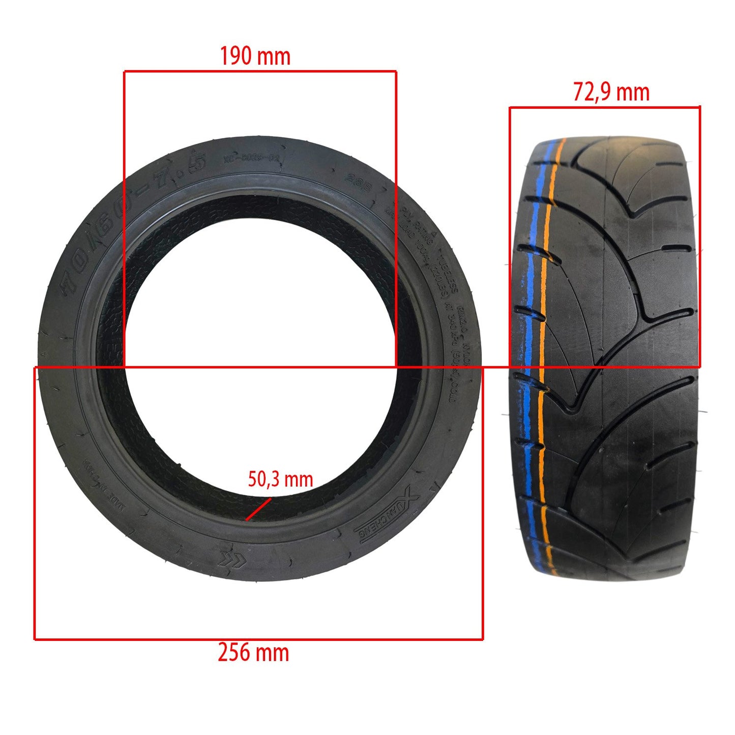 Rueda cubierta 70/60-7,5 - Tubeless