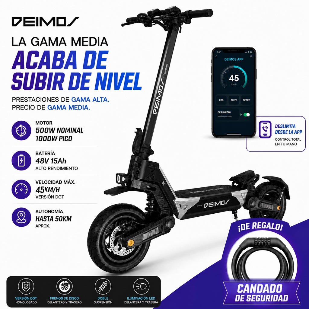 Patinete Eléctrico Ecoxtrem Deimos DGT - Negro