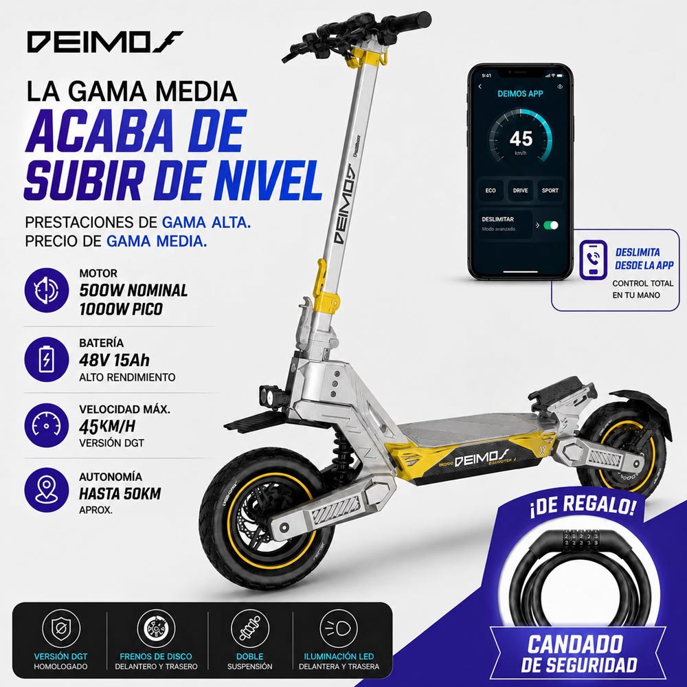 Patinete Eléctrico Ecoxtrem Deimos DGT - Blanco