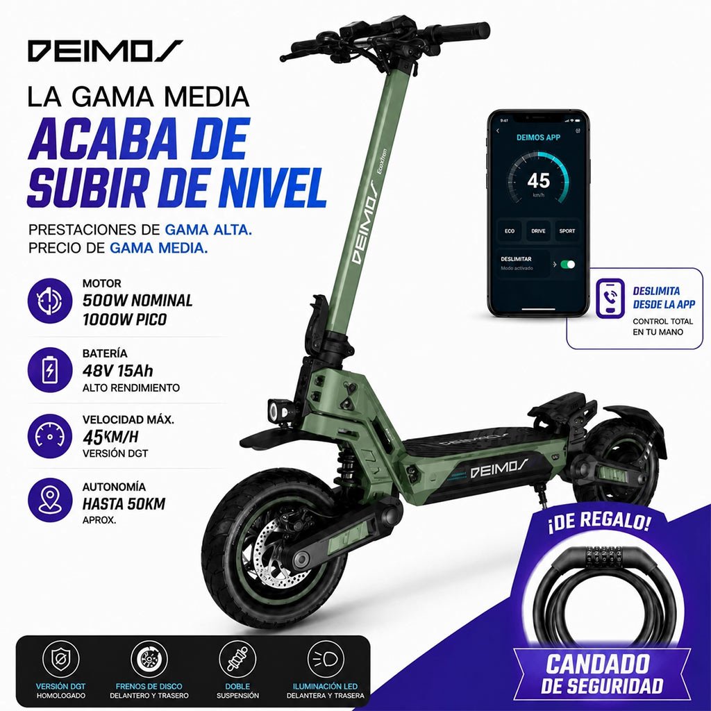 Patinete Eléctrico Ecoxtrem Deimos DGT – Verde