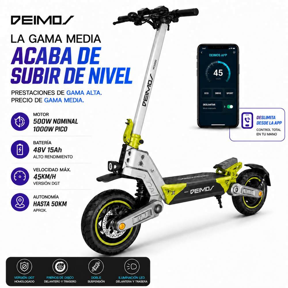 Patinete Eléctrico Ecoxtrem Deimos Single DGT – Blanco / Pistacho