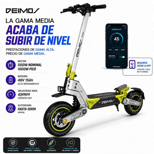 Patinete Eléctrico Ecoxtrem Deimos Single DGT – Blanco / Pistacho