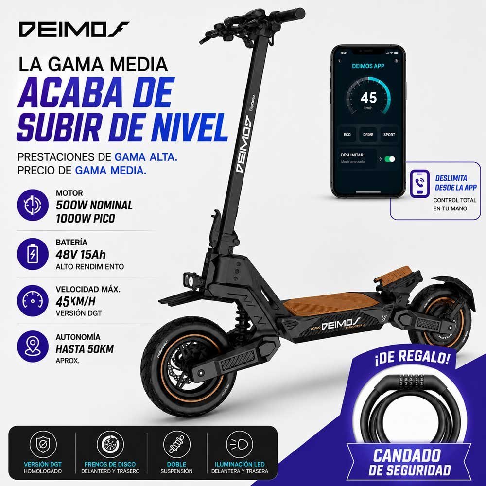 Patinete Eléctrico Ecoxtrem Deimos DGT - Gris 48V