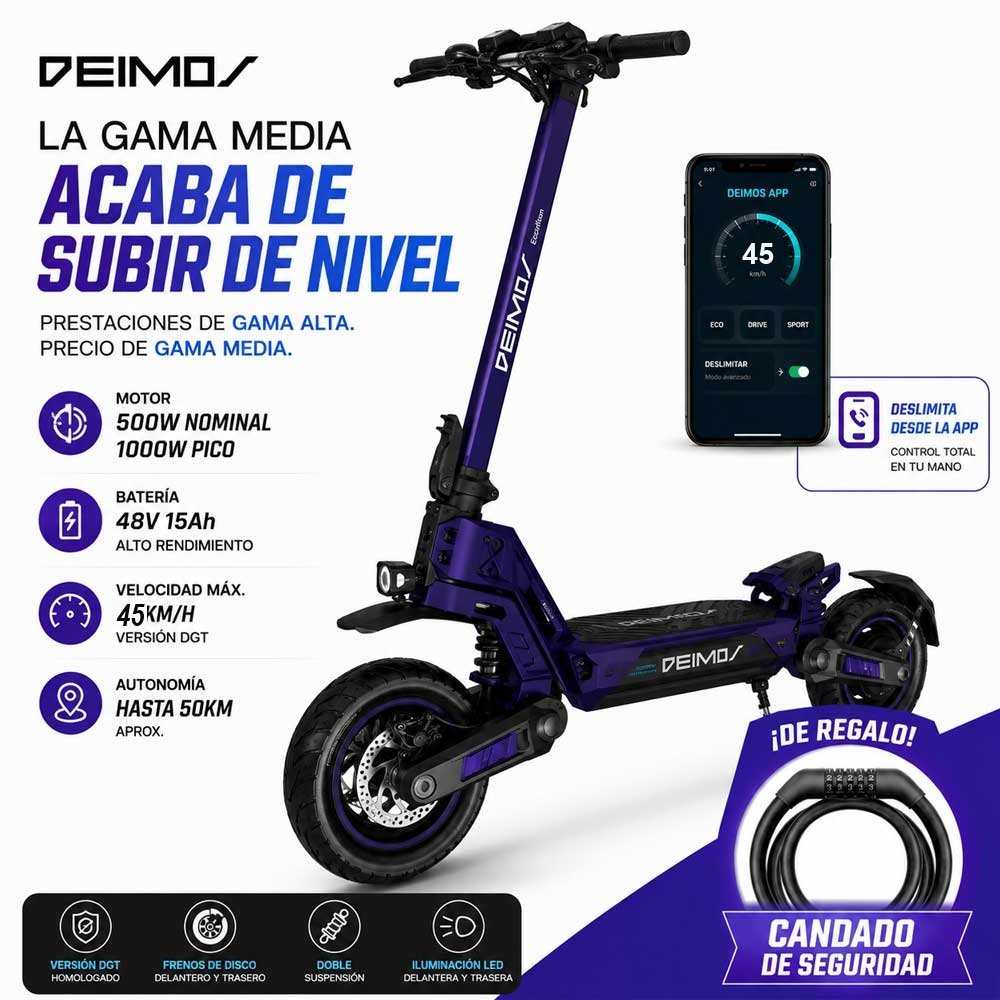 Patinete Eléctrico Ecoxtrem Deimos DGT - Morado 48V