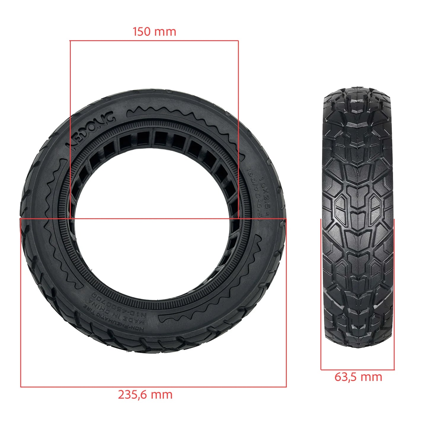 Rueda maciza negra 10x2,5-6,5 - Offroad (44MM)