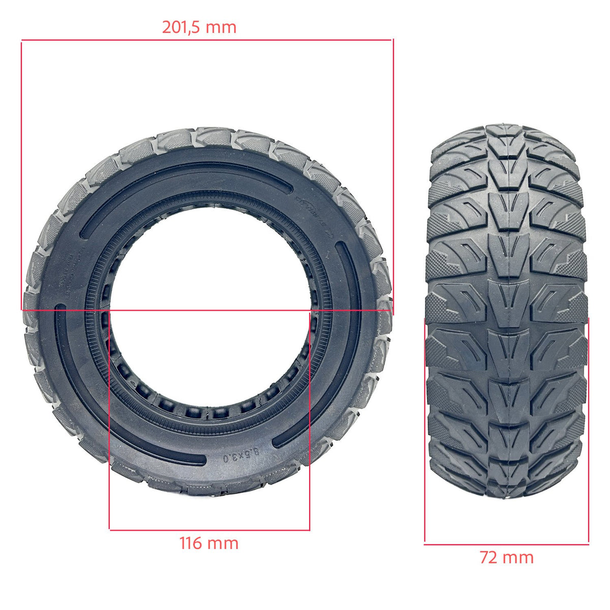 Rueda maciza 8,5×3 Para llanta de 134mm Todoterreno