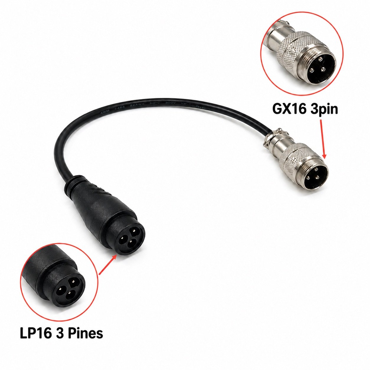Cable convertidor (GX16 a LP16)