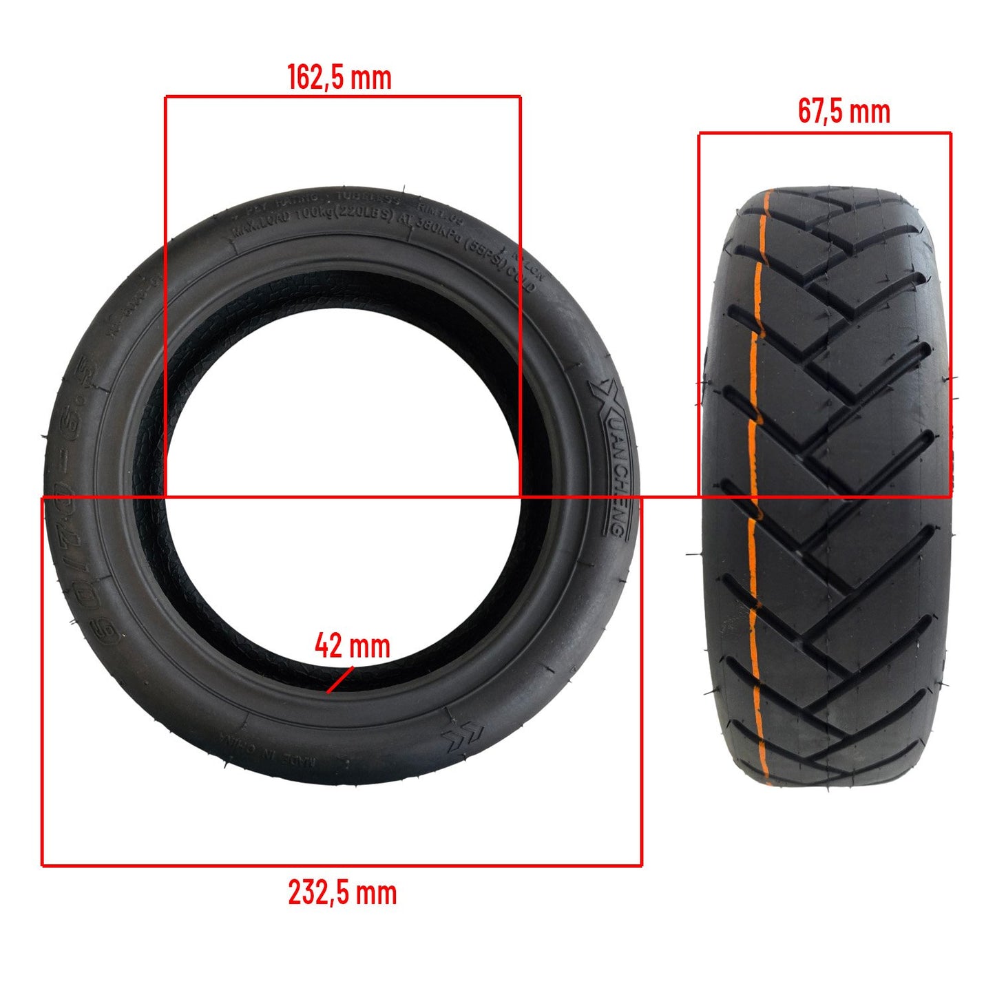 Rueda cubierta 60/70-6,5 Tubeless Cityroad para Xiaomi 5/mi4 (2gen)