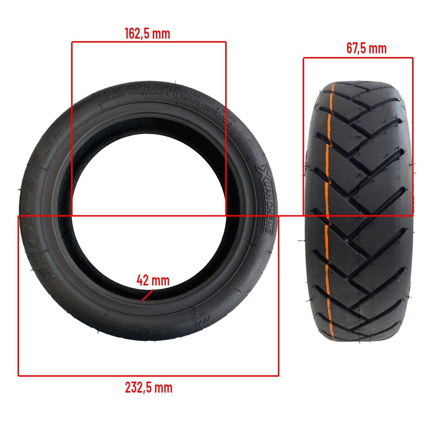 Rueda cubierta 60/70-6,5 Tubeless Cityroad para Xiaomi 5/mi4 (2gen)