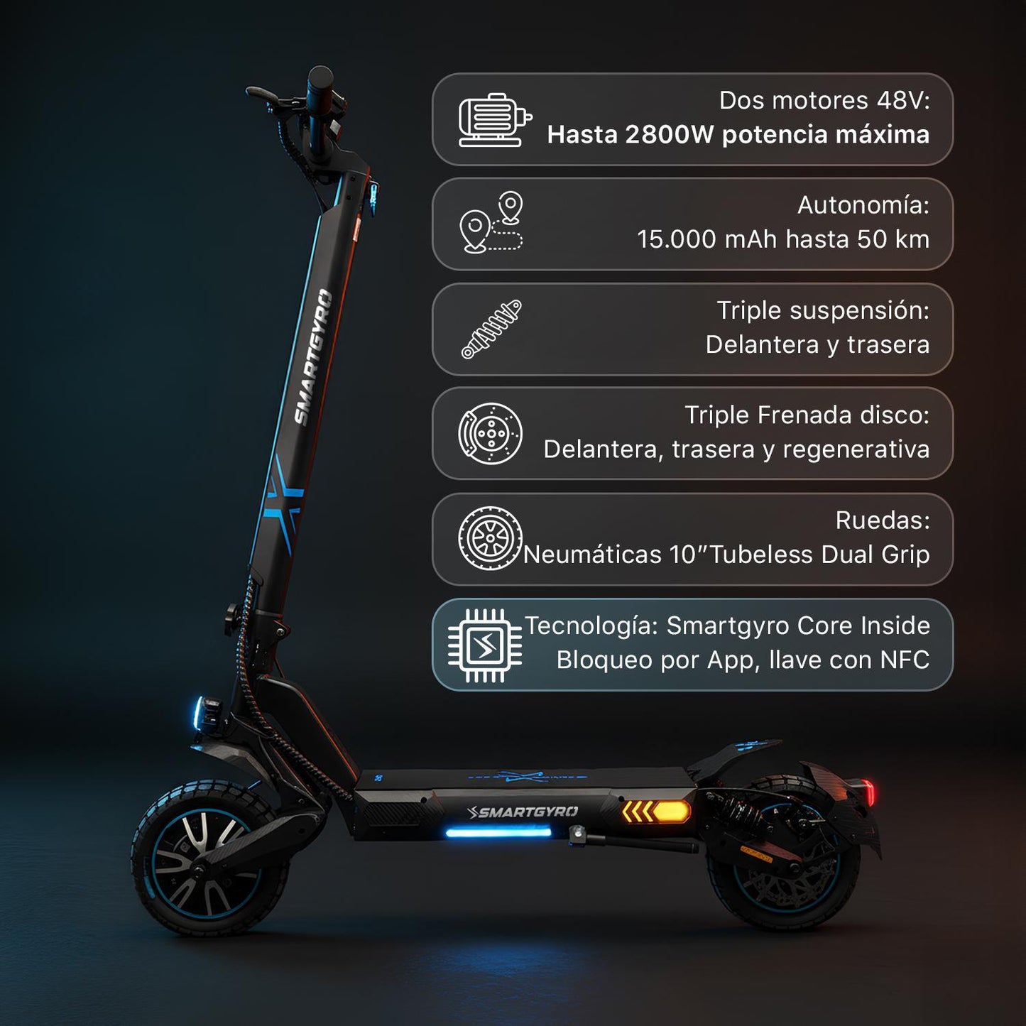 Patinete eléctrico SmartGyro CROSSOVER DUAL MAX 2