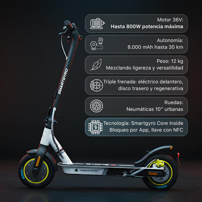 Patinete smartGyro Z-One 2 Gray Certificado + Matrícula + Alarma + Candado