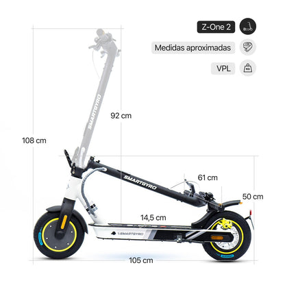 Patinete smartGyro Z-One 2 Gray Certificado + Matrícula + Alarma + Candado
