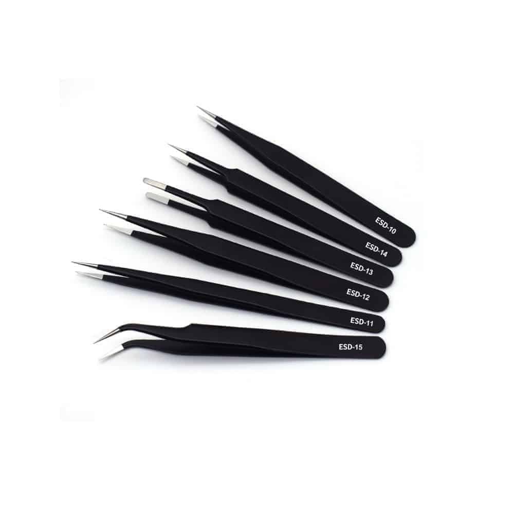 Set de pinzas antiestáticas (6 piezas)