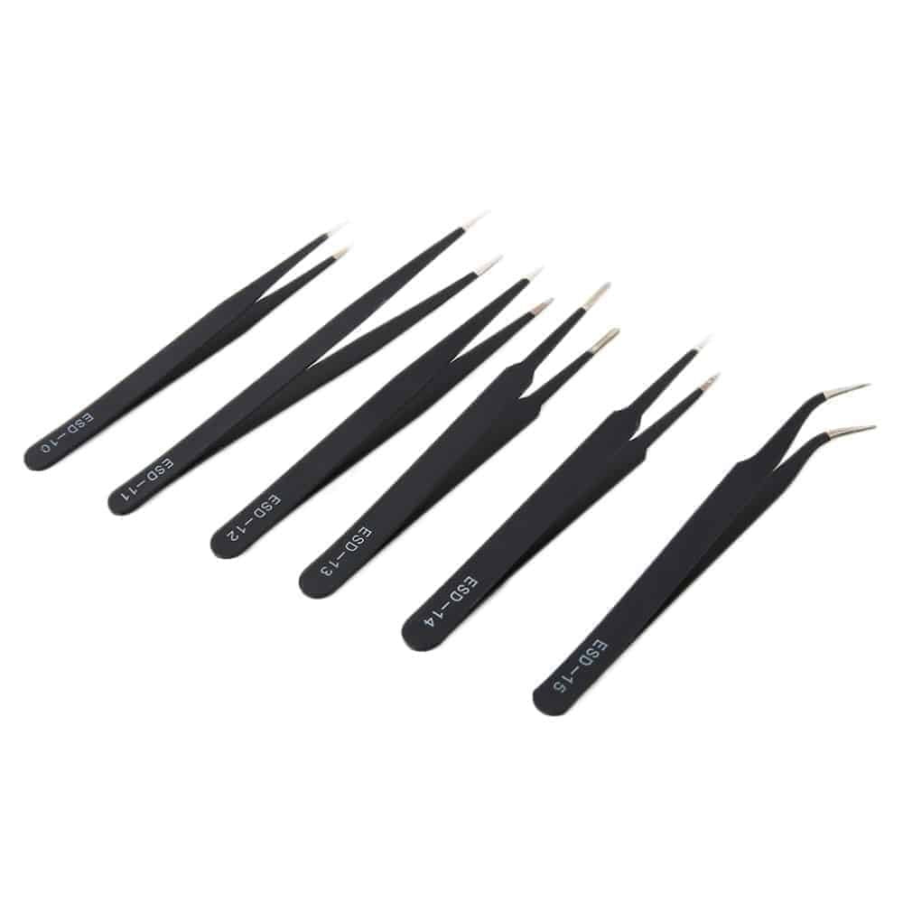 Set de pinzas antiestáticas (6 piezas)