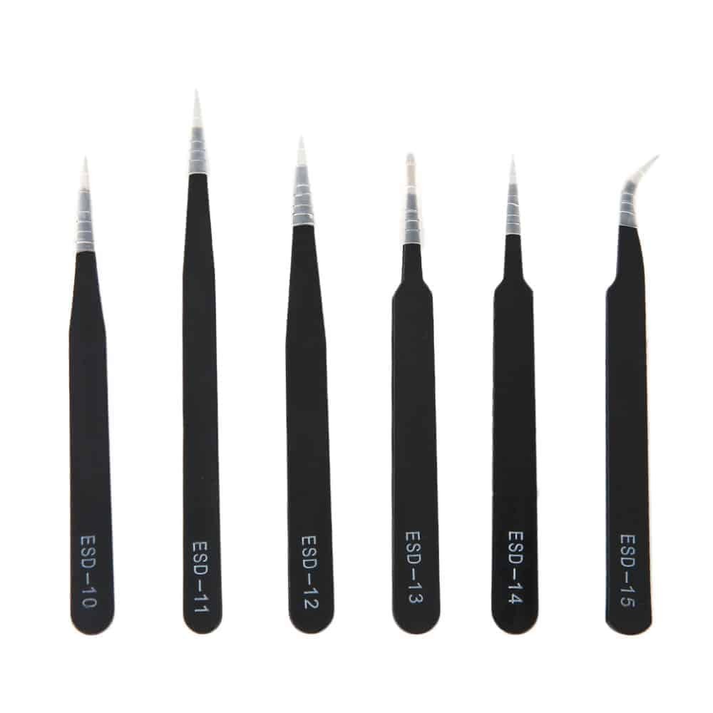 Set de pinzas antiestáticas (6 piezas)