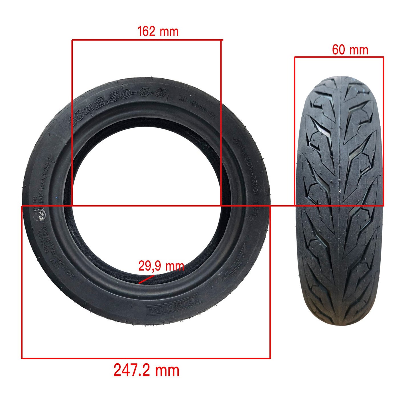 Rueda cubierta 10×2,50-6,5 Tubeless Cityroad