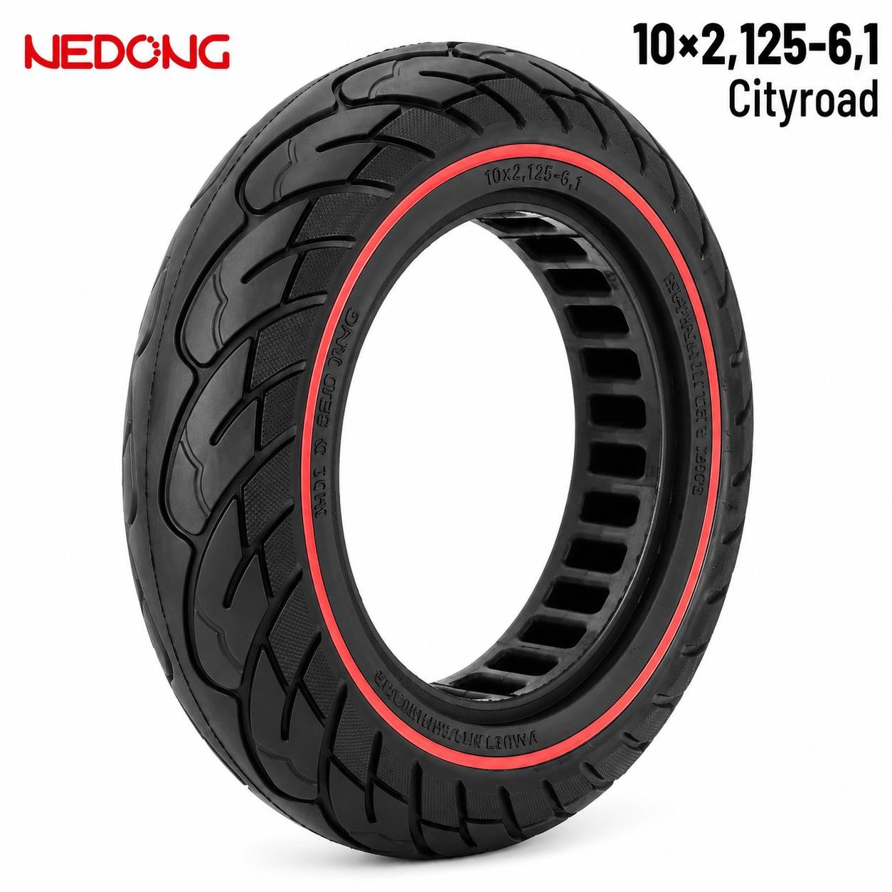 Rueda maciza 10x2,125-6,1 36mm Roja
