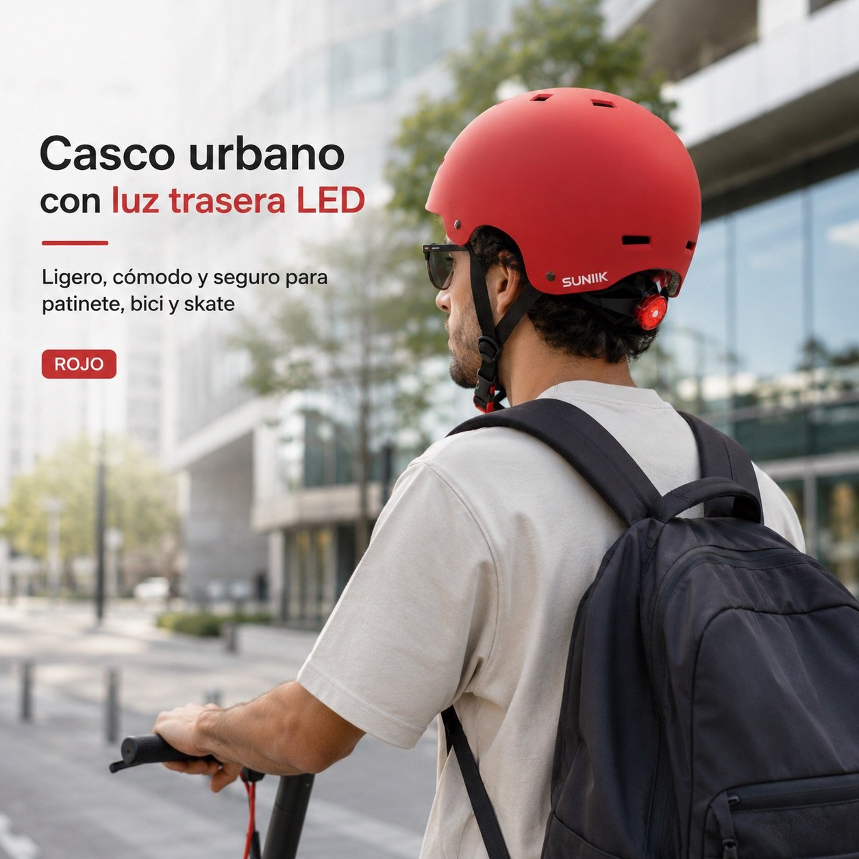 Casco Urbano Regulable Con Luz Trasero Talla L Color Cherry