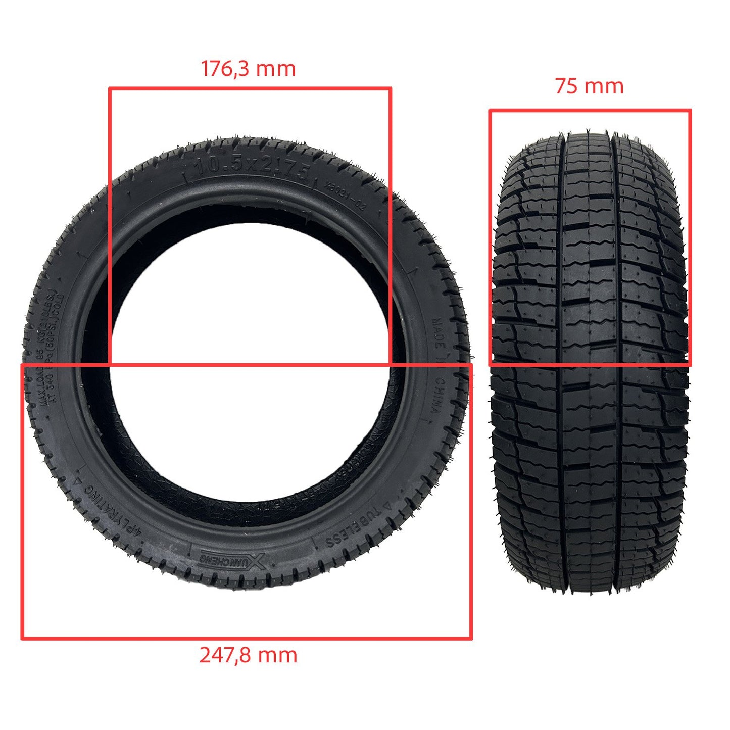 Rueda cubierta 10,5x2,75-7 Tubeless
