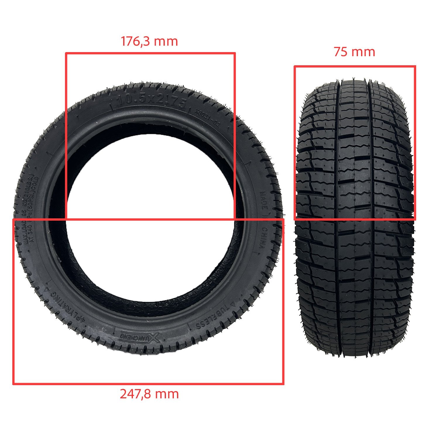 Rueda cubierta 10,5x2,75-7 Tubeless