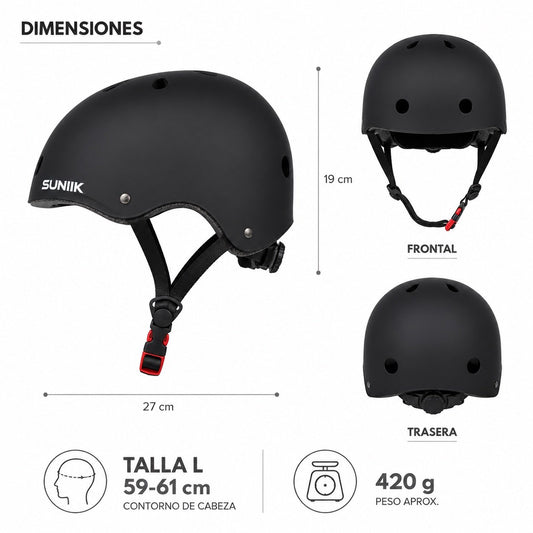 Casco Urbano Regulable Talla L Color Negro